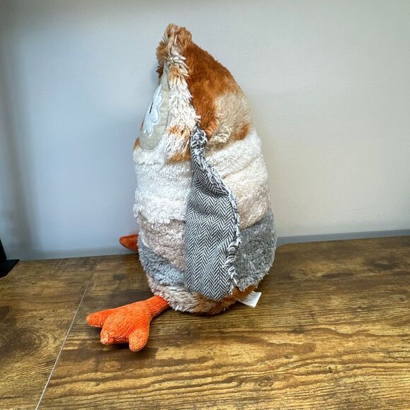 Pier 1 One Imports Sophie Owl Bird Decorative Pillow Fall Tweed Plush FLAWS - Picture 6 of 11